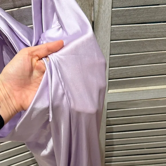 Lilac Satin Slip Dress - Picture 6 of 7